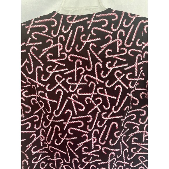 Tafford Womens Scrub Top Candy Canes Christmas Size Medium Black Holiday Stripes - Picture 6 of 9
